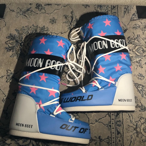 Moon Boots Icon Retrobiker Pink stars Print Boots - Picture 4 of 9